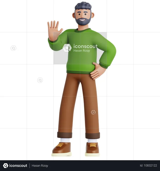 Hombre agitando la mano  3D Icon