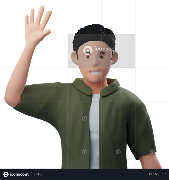 Hombre agitando la mano  3D Illustration