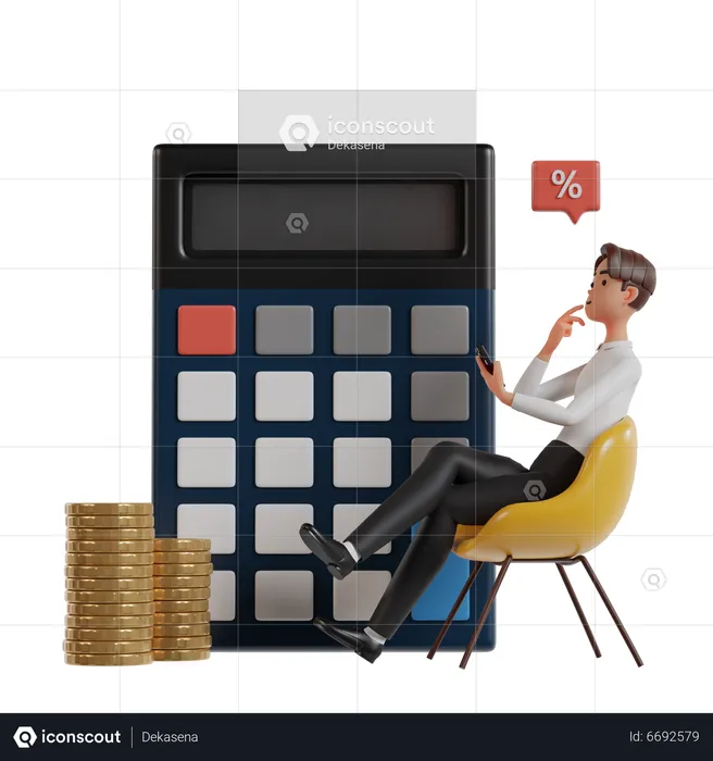 Hombre calculando el porcentaje de retorno de la inversión  3D Illustration