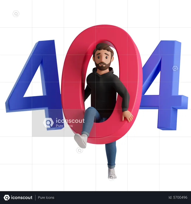 Hombre con error 404  3D Illustration