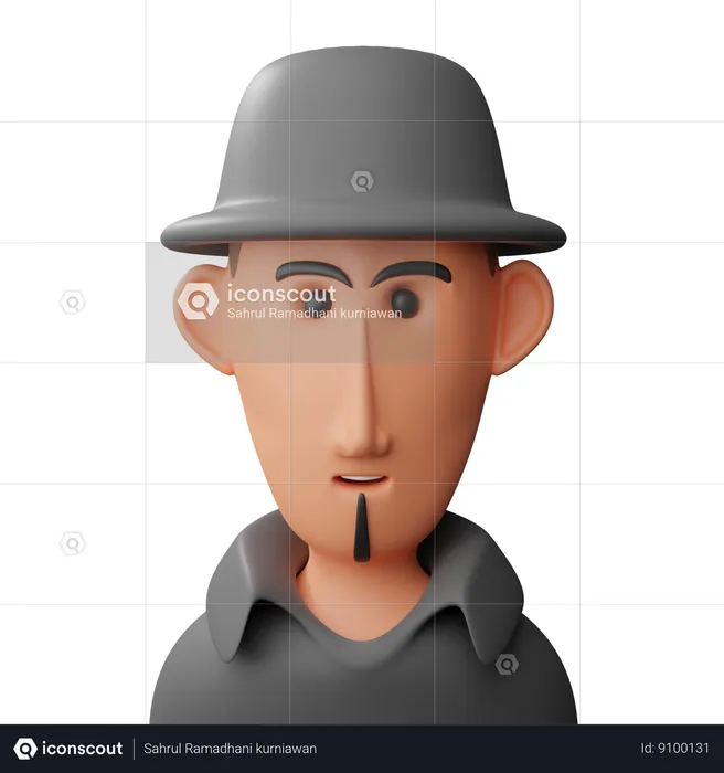 Hombre con sombrero Avatar  3D Icon