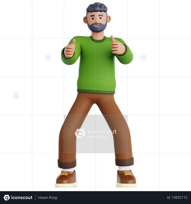 Hombre dando dos pulgares hacia arriba  3D Icon