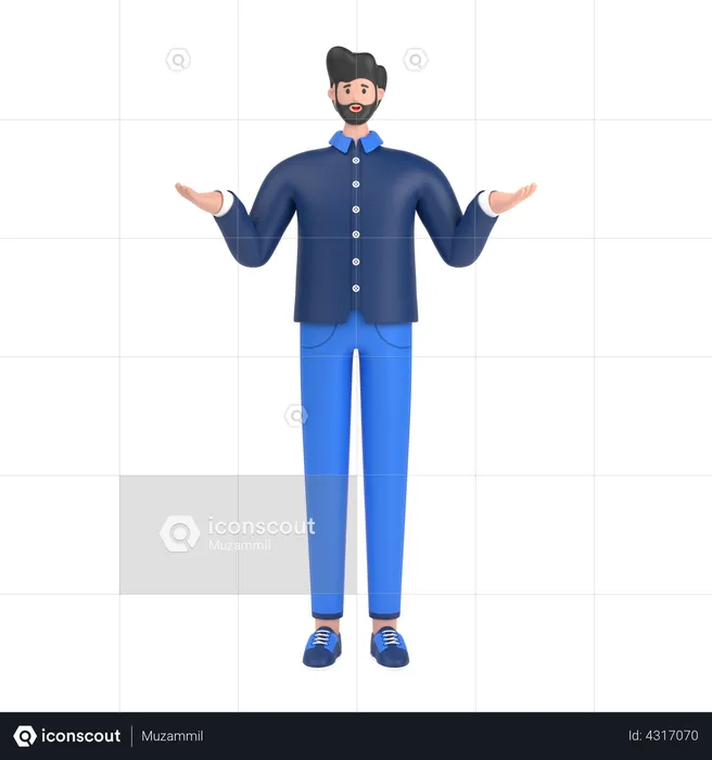 Hombre dando pose confusa  3D Illustration