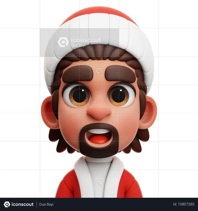 HOMBRE DE CABELLO LARGO CON TRAJE DE PAPÁ NOEL  3D Icon