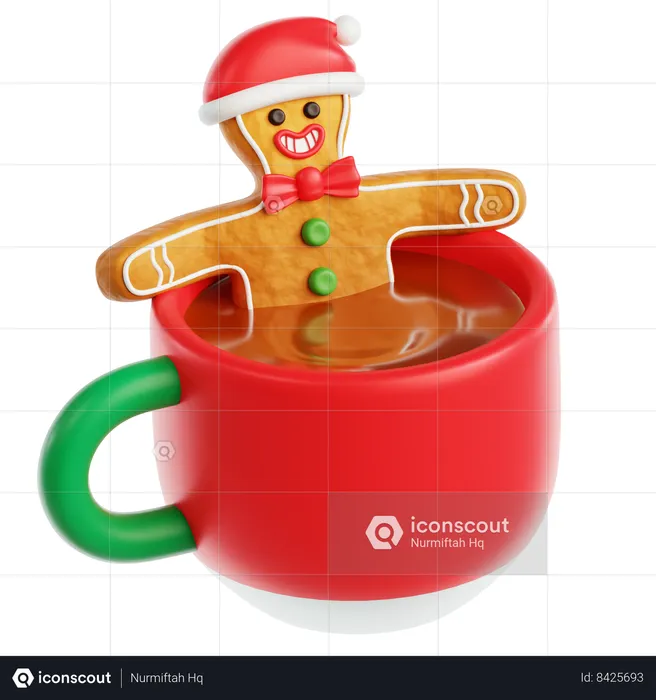 Hombre de jengibre empapado en la taza  3D Icon