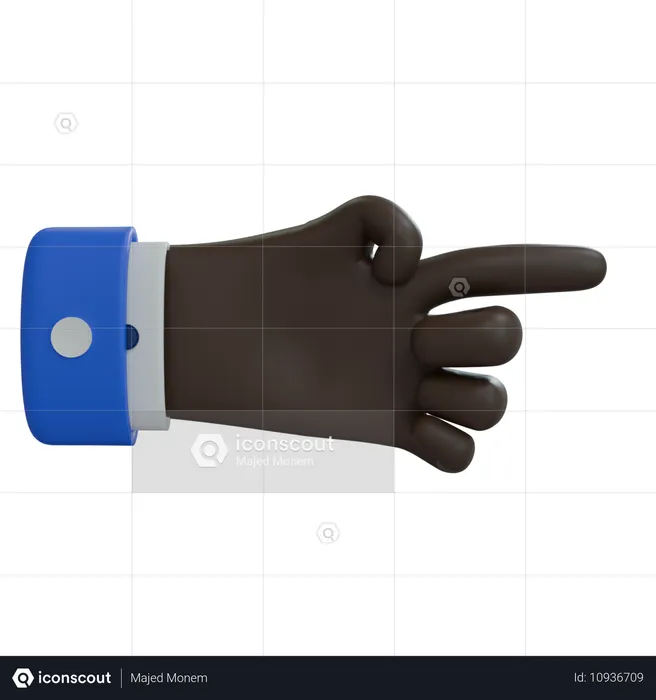 Mano de hombre de negocios apuntando hacia la derecha con la mano negra Emoji 3D Icon