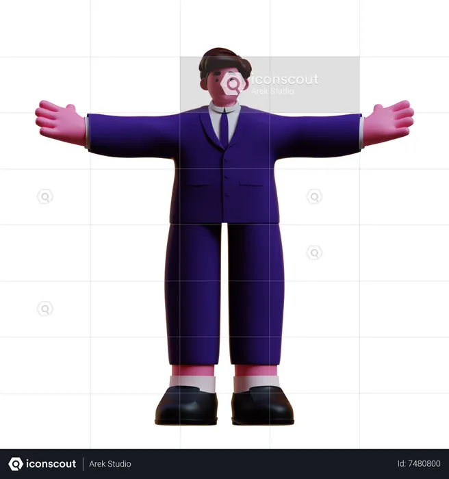 Hombre de negocios con las manos abiertas  3D Icon