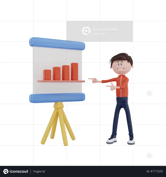 Hombre de negocios mostrando informe de datos  3D Illustration