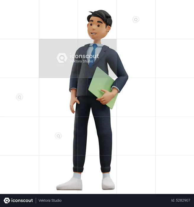 Hombre de negocios, tenencia, libro  3D Illustration