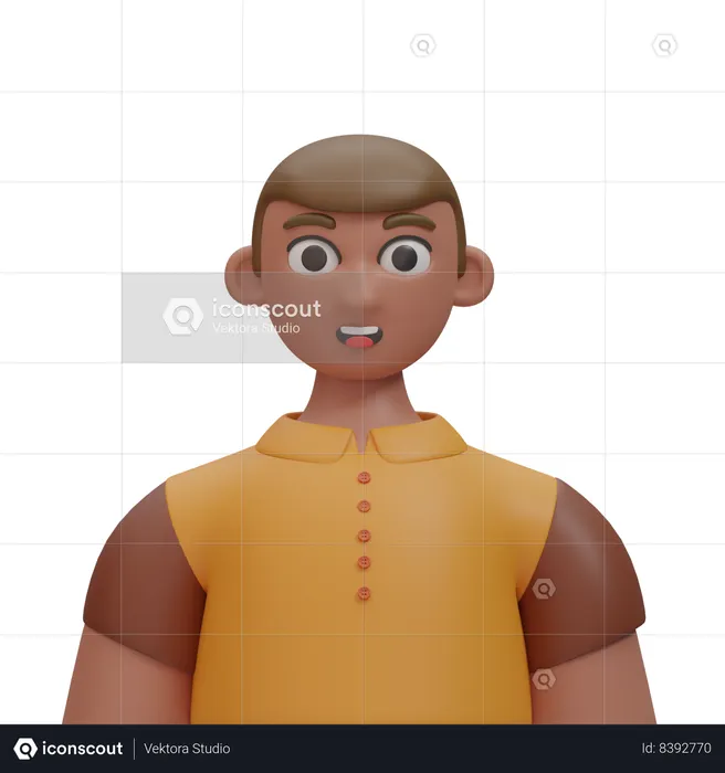 Hombre de pelo corto sonriendo  3D Icon