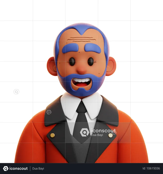 Hombre de traje naranja  3D Icon