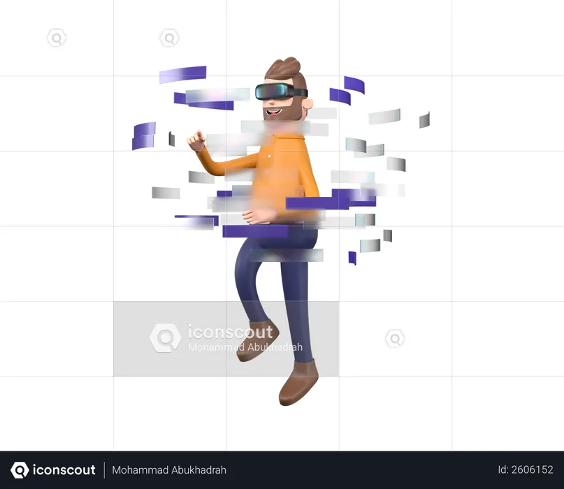 Hombre disfrutando de la realidad virtual  3D Illustration