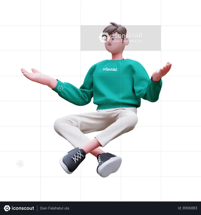 Hombre en pose de yoga  3D Illustration