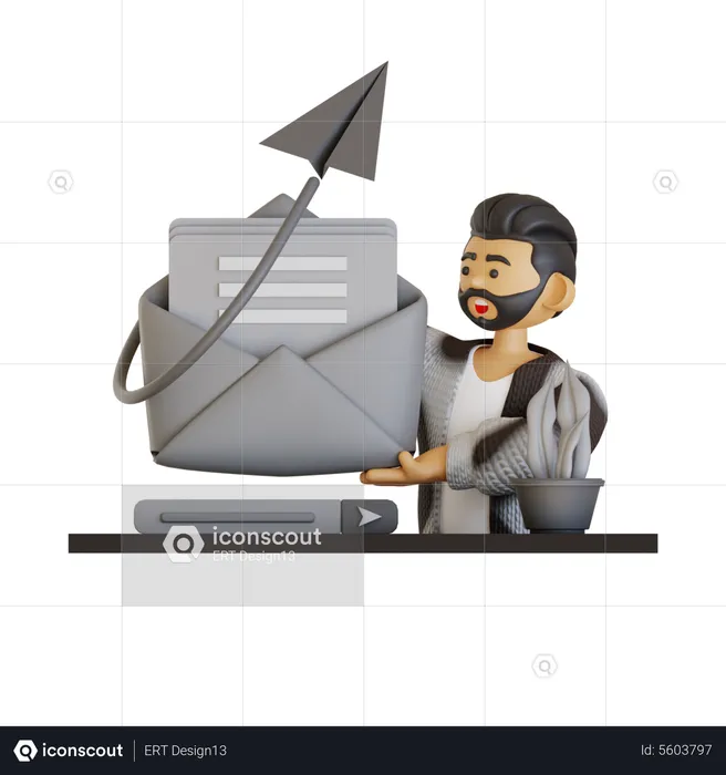 Hombre enviando correo  3D Illustration