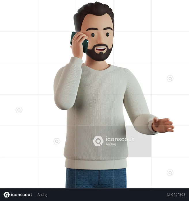 El hombre está hablando por teléfono  3D Illustration