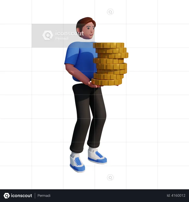 Hombre exitoso sosteniendo dinero  3D Illustration