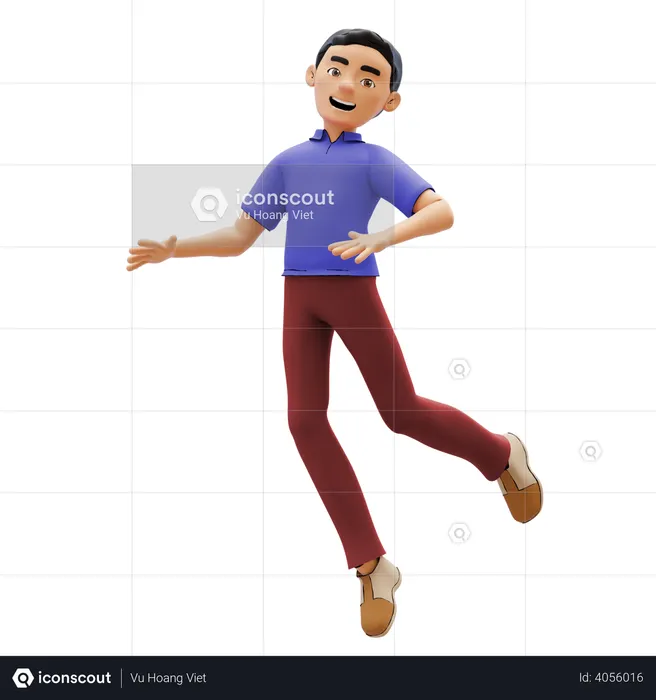 Hombre feliz saltando en el aire  3D Icon