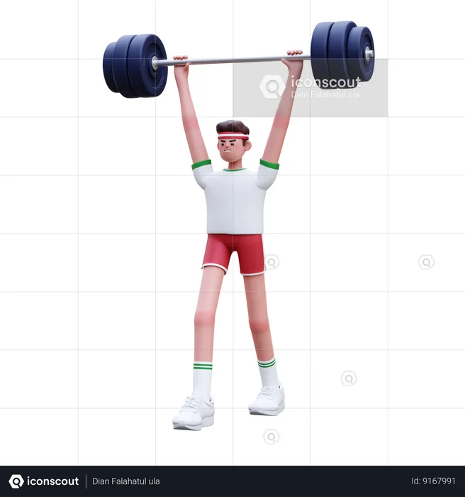 Hombre fitness haciendo ejercicio de levantamiento de pesas  3D Illustration