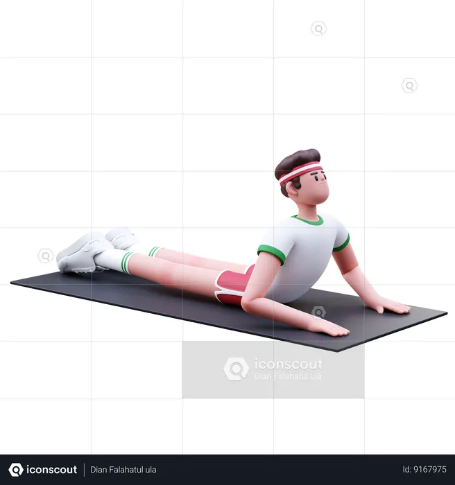 Hombre fitness haciendo pose de yoga  3D Illustration