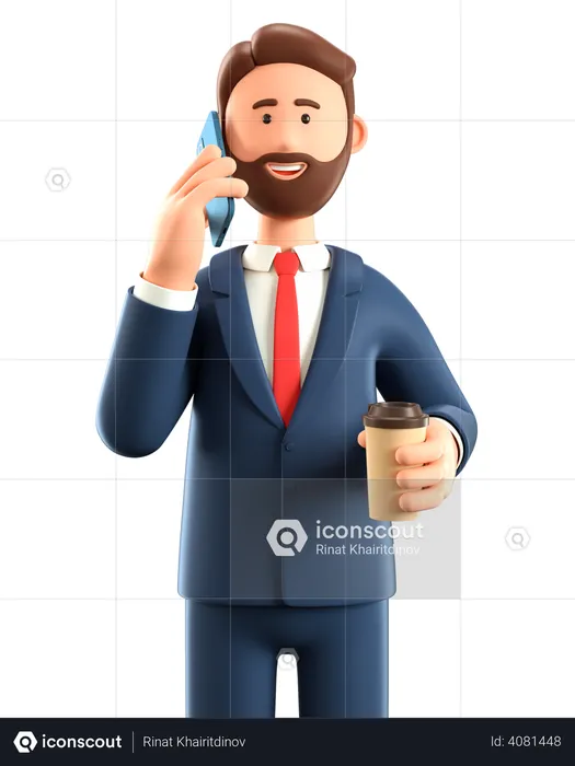 Empresario hablando por teléfono  3D Illustration