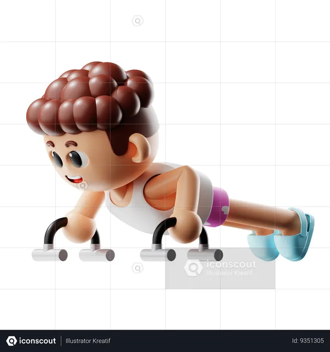 Hombre haciendo soporte push up  3D Illustration