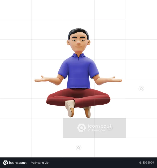 Hombre haciendo meditación  3D Illustration