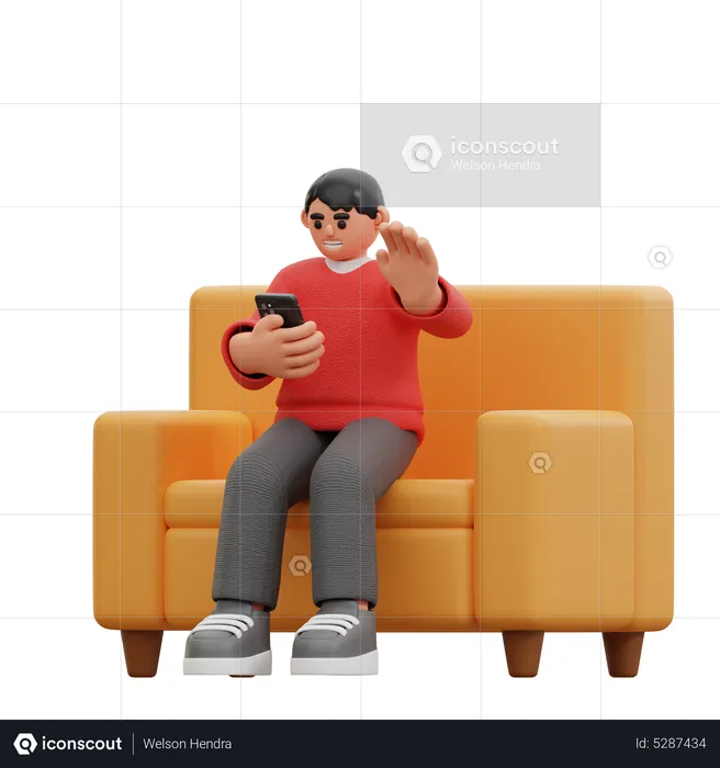 Hombre haciendo videollamada  3D Icon