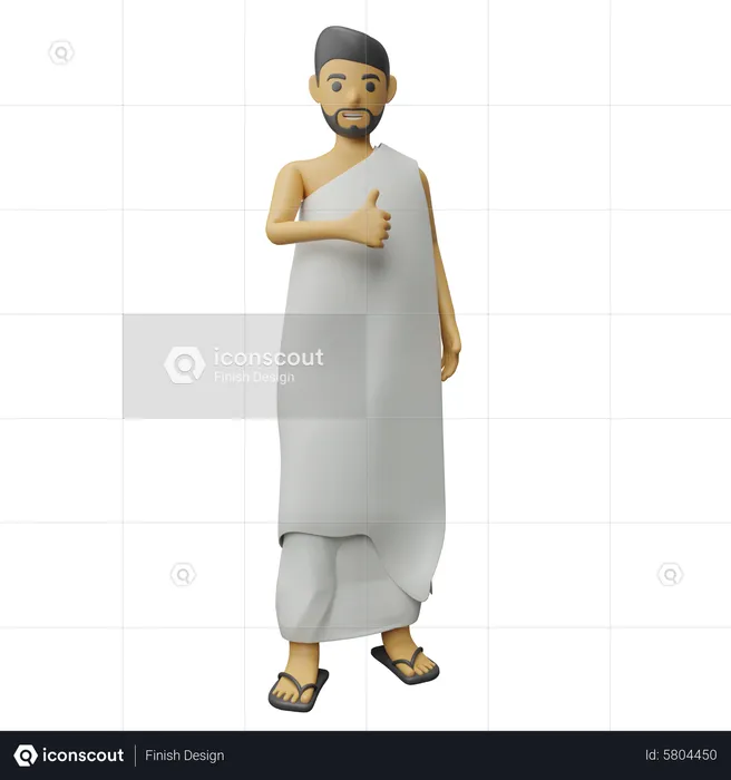 Hombre islámico mostrando el pulgar hacia arriba  3D Illustration