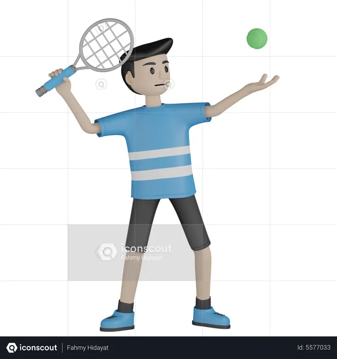 Hombre jugando tenis  3D Illustration