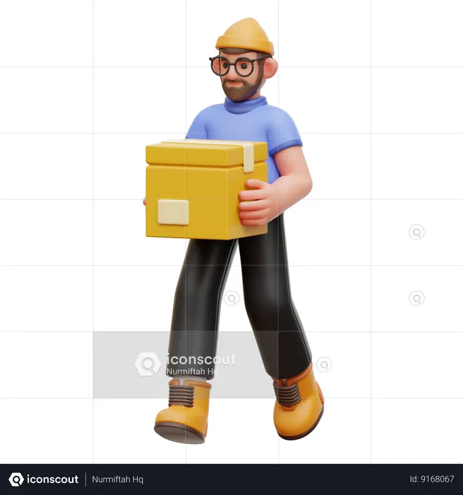 Hombre levantando caja  3D Illustration