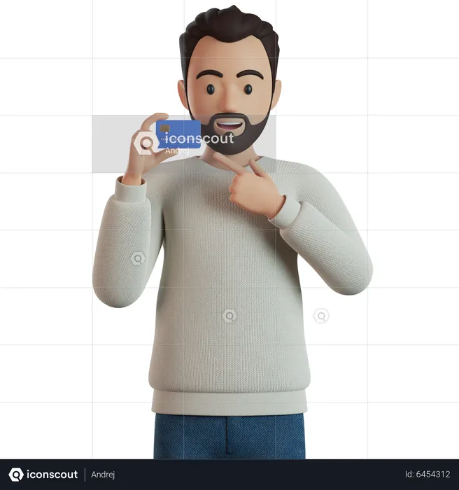 Hombre mostrando tarjeta bancaria  3D Illustration