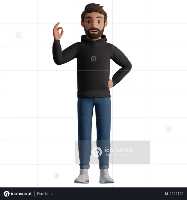 Hombre mostrando un gesto OK  3D Illustration