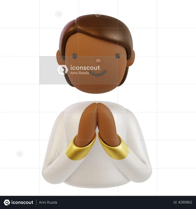 Hombre musulmán con gesto de mano salam  3D Icon