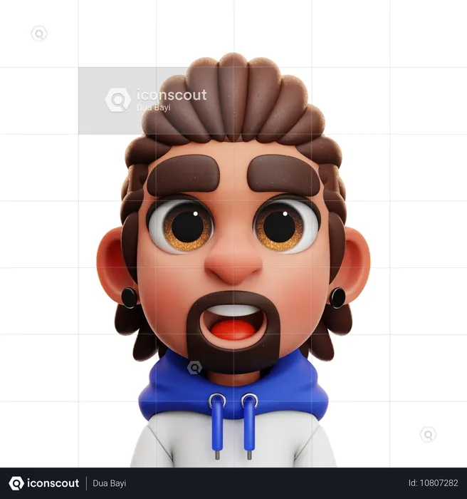 Hombre pelo largo  3D Icon