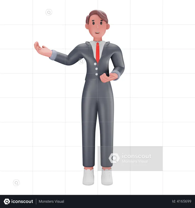 Hombre presentando algo  3D Icon
