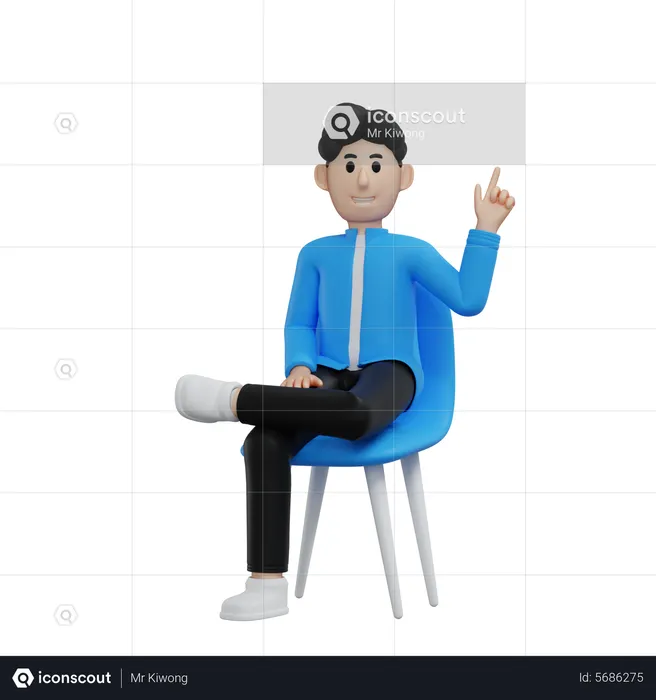 Hombre señalando algo  3D Illustration