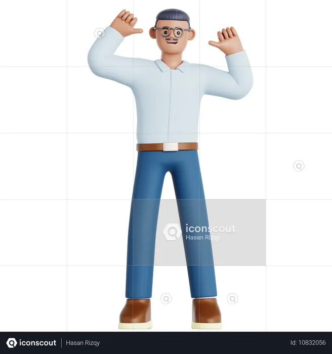 Hombre señalándose a sí mismo  3D Illustration