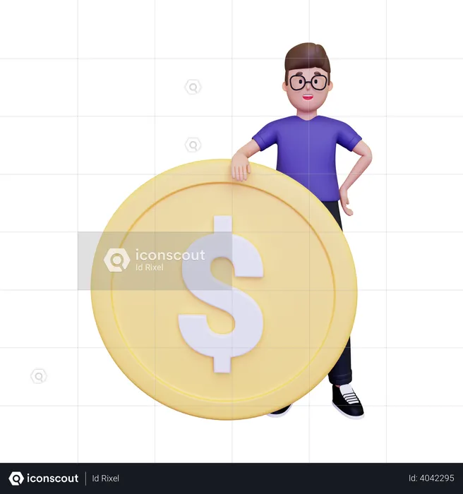 Hombre trabajando en gestión financiera  3D Illustration