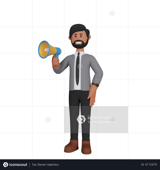 Hombre trabajando en marketing  3D Illustration