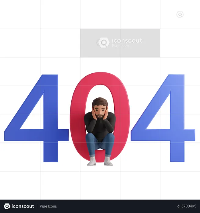 Hombre triste por el error 404  3D Icon