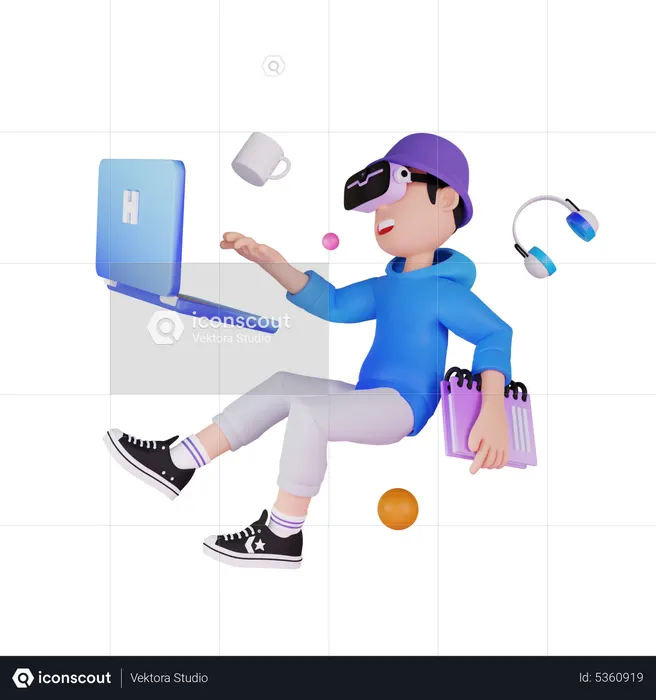Hombre usando metaverso  3D Illustration