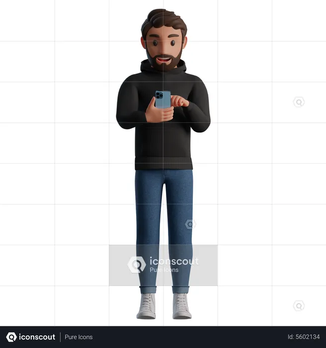 Hombre usando el teléfono  3D Illustration