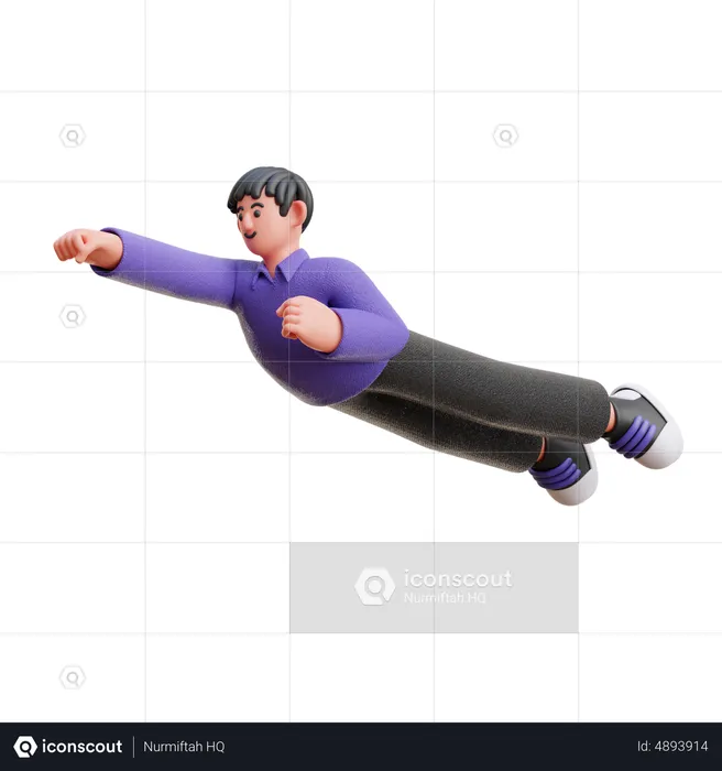 Hombre volando en el aire  3D Illustration