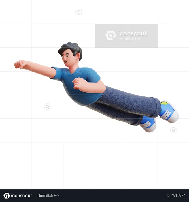 Hombre volando en el aire  3D Illustration