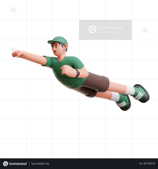 Hombre volando en el aire  3D Illustration