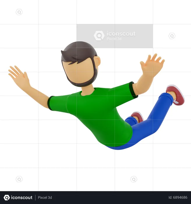 Hombre volando en el aire  3D Illustration