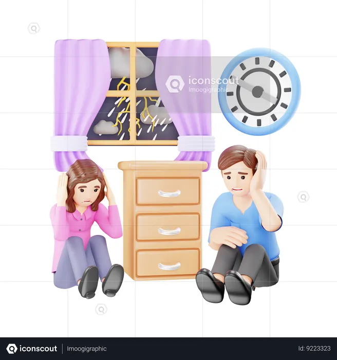 Hombre y mujer temerosos del trueno  3D Icon