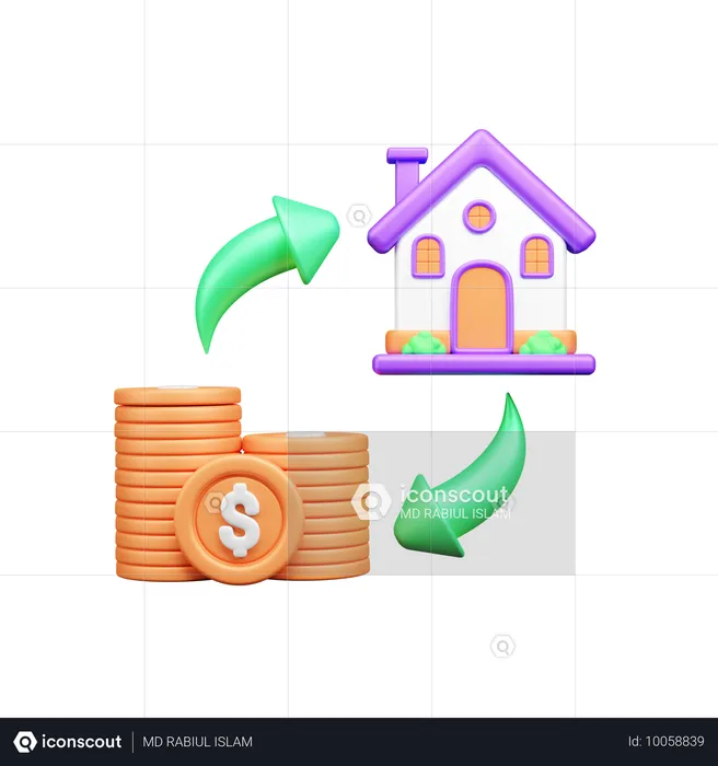 Home And Money  3D Icon