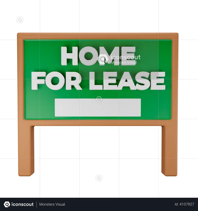 Home for lease wooden banner  3D Illustration