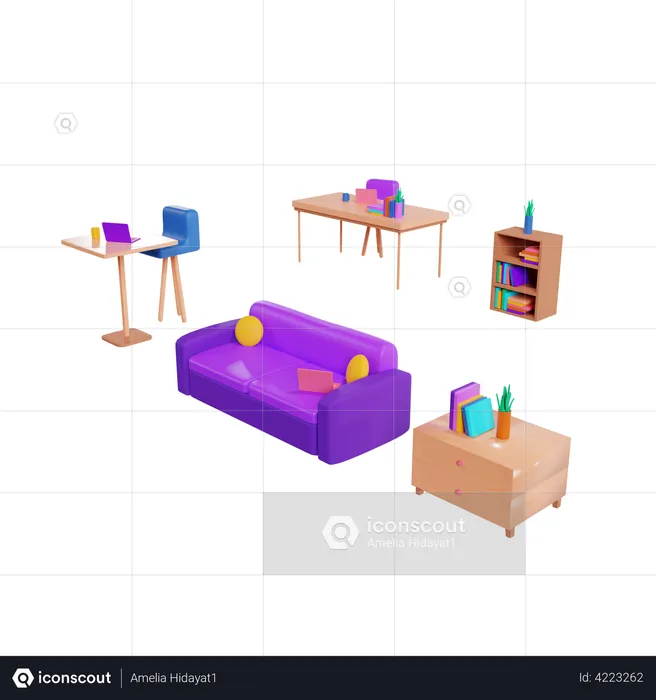 Home Furniture  3D Illustration